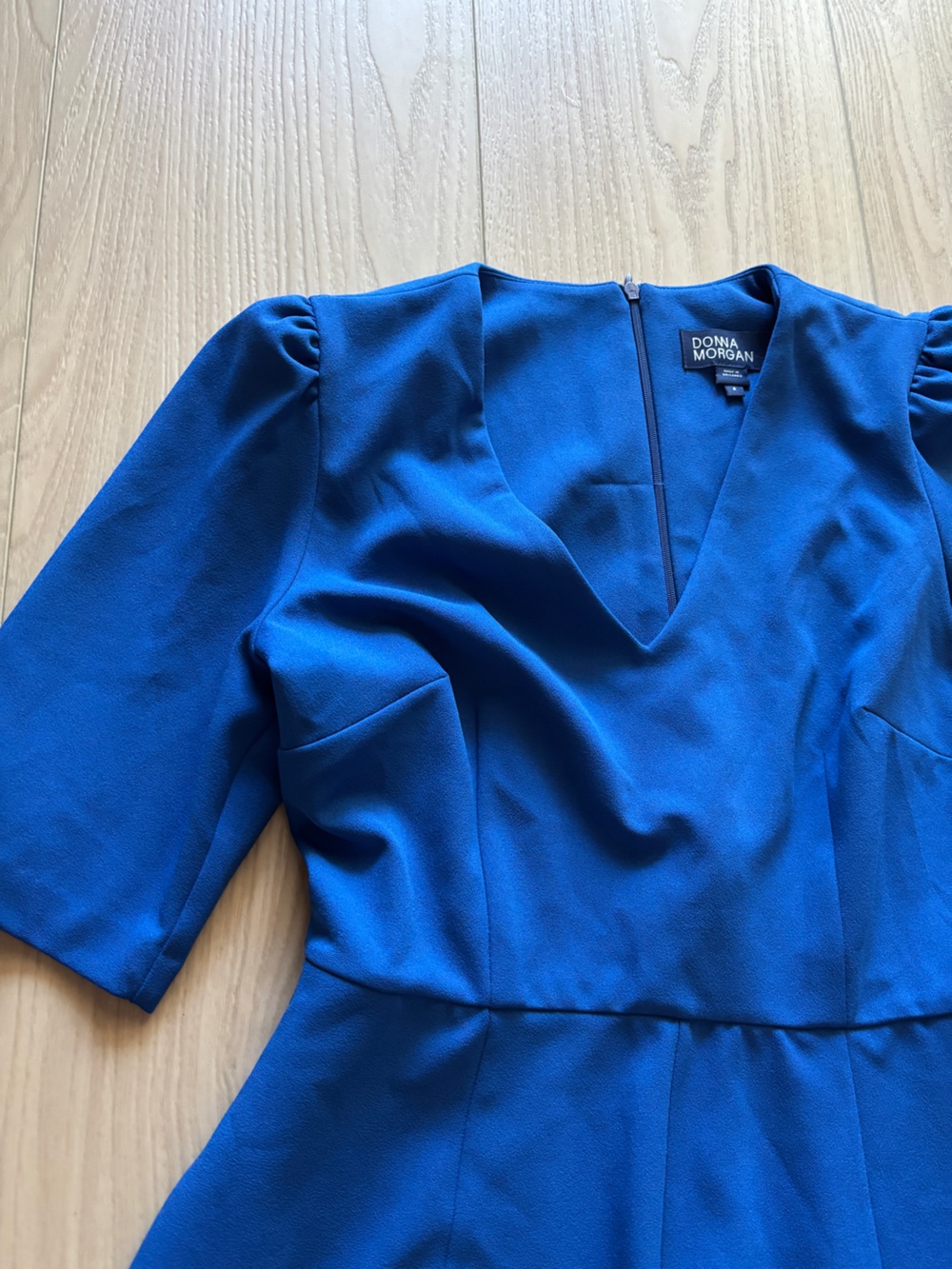 Donna Morgan Cobalt V‑Neck Fit-and-Flare Midi Dress - Picture 5 of 7